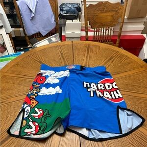 Hardcore Training MMA Mario Blue Graphic Men's Athletic Shorts